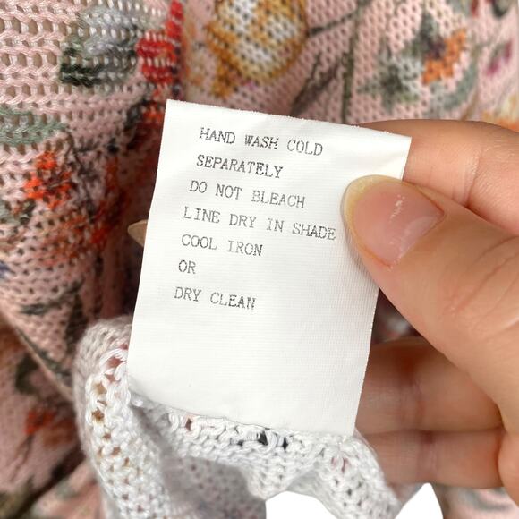 Luisa Ricci Italy Pink Colorful Floral Dolman Bateau Neck Pullover Sweater SZ S - Picture 9 of 9